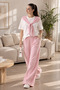 Women's Premium Modal Fabric T-Shirt and Trousers Set with Sewn Piece Tie Detail - 2