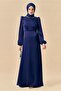 Stone Embroidered Satin Evening Dress 50559