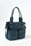 Washable Leather Multi-Compartment, Shoulder and Arm Bag Blue Model: (571-14-12t) - 3