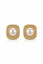Women's Vintage Pearl Model Gold Earrings - 5