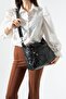Washable Leather Multi-Compartment Crossbody Shoulder Bag Black Model: (571-14-12U)