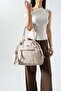 Washable Leather Multi-Compartment, Shoulder and Arm Bag Beige Model: (571-14-18E) - 2