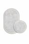 2-Piece Post Bathroom Mat Set Non-Slip Base Washable Plush Jute Edge Detailed Oval Round 100X60 60X60 Rug Carpet - 2