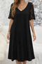 Women's Sleeves Lace Detailed V-Neck Midi Summer Viscose Dress - 4