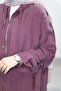 6348- Comfortable and Stylish Zippered Pocket, Sleeve Tie Detail, Soft Modal Fabric, Long Hooded Women's Tunic - 3