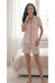 Candy Stripe Short Sleeve Shirt Collar Shorts Women's Pajama Set - 2