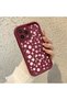 iPhone 12 Pro Compatible Cute Floral Pattern Burgundy Phone Case