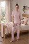 Candy Stripe Crew Neck Short Sleeve Women's Pajama Set - 5