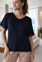 Pijapi̇a Modal Fabric Soft Textured V-Neck Short Sleeve Women's Pajama Set - 2