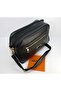 Black Soft Leather Three-Compartment Bag
