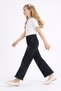 26904-26 Girls' Denim Trousers with Star Patch Detail, Tasseled Legs, Comfortable Fit, Daily Wear - 3