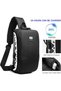 9281 Reflective Waterproof Anti-Theft Sling Bag with USB Port, Black - 7