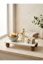 Modern Natural Marble and Wooden Pedestal Riser Presentation Stand - Bathroom and Perfume Organizer (15X30 cm) - 2