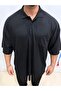 Black Front Pocket Plus Size Oversized Polo Collar Short Sleeve - 2