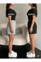 2-Piece Women's Black - Gray Basic Shorts Set - Comfortable Fit Above the Knee 2-Piece Economic Package - 2