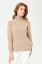 Women's Full Turtleneck Classic Wool Sweater Dark Beige