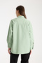 Women's Classic Collar Long Sleeve Relaxed Fit Shirt with Stone Button Detail - 8