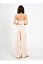 031649 Wide Pleated Satin Trousers Beige - 6