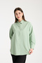 Women's Classic Collar Long Sleeve Relaxed Fit Shirt with Stone Button Detail - 5