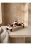 Decorative 40X15 cm Real Marble (40 mm) Bathroom Organizer and Kitchen Presentation Tray with Wooden Legs - 3