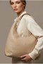 Women's Mink Color Knitted Patterned Women's Shoulder Bag Large Size Stylish Daily Bag