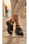 Ankle-Wrap Closed Top Summer Women's High Heels Wedge Heel in Sandals Shoes - 7