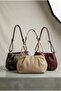 Women's Burgundy Color Single Compartment Leather Look Shoulder Bag Stylish and Suitable for Daily Use - 5