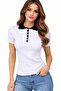 Polo Collar Buttoned Short Sleeve Knit Sweater - 4