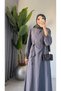 Women's Shawl Collar Detail Long Summer Beige Dress - 4