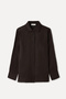 Women's Brown Long Sleeve Linen Shirt - 4