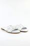 Genuine Leather White Strappy Women's Slippers - Z265200 - 2