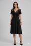 Women's Short Sleeve V Lace Collar Midi Viscose Dress, Summer Casual Dress