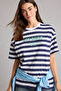 100% Cotton Oversized Striped T-Shirt H2359Ax26Sm