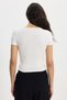 Women's Slim Fit Tight-Fitting Modal Fabric Soft Textured Cotton Square Neck Short Sleeve White T-Shirt Blouse - 6