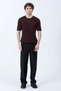 Men's Crew Neck Ribbed Knit T-Shirt Claret Red - 26Y 681 - 7