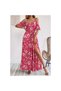 The Most Daring Dress of the Summer! Double-Breasted Collar, Slit, Patterned Long Dress - 2
