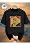 Unisex Biting Cat Printed Oversize Crew Neck T-Shirt