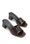 Alya Nina Women's Heeled Slippers 0012202 Brown Wrinkled Patent Leather - 2