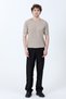 Men's Crew Neck Ribbed Knitwear T-Shirt Light Brown - 26Y 681 - 7
