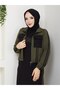 Women's 2-Piece Set Long Dress and Jacket with Pockets Two Yarns Cotton Stylish Sporty N-05479 _ Black-Khaki