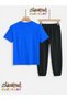 Yellow Planet Astronaut Printed Top-Bottom Tracksuit/T-Shirt Children's Two-Piece Set (Tracksuit with Pockets) - 2