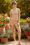 Nude Floral Patterned Lace Ribbed Camisole and Knitted Shorts Pajama Set 26120052 - 2