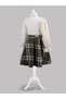 Plaid Girl's Dress with Corsage - 2