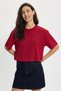 Women's Slim Fit 100% Cotton Short Sleeve Crew Neck Burgundy T-Shirt Blouse - 4