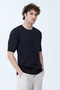 Men's Crew Neck Ribbed Knitwear T-Shirt Navy Blue - 26Y 681 - 4