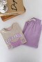 Girl's Printed T-Shirt, Striped Bottom, Sweatpants Set, Comfortable Daily Combination - 3