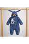 Girl's Baby Jeans Rabbit Toy Hooded Jumpsuit (6/9/12/18) Months - 3