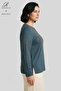 Women's Spiral Stick Patterned Collar and Skirt, Stone Embroidered, Slit, Lycra, Mother's Combed Cotton Blouse - 2
