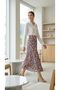 Women's Multicolor High Waist Flared Long Viscose Skirt - 3