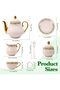 B&S 31-Piece Porcelain Tea Set for 6 | Classic Green Leaf & Gold Rim Design | Elegant Bone China Tea - 3